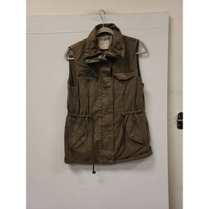 Velvet Graham Spencer Womens Utility Vest Olive Green Size S Cotton Blend